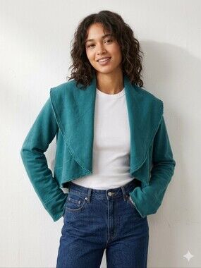 Bryn Walker Teal Shrug Bamboo/cotton Blend Sweater S
